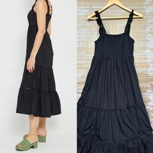 O.P.T. Colette Midi Dress Black Preppy Boho Basic Casual Womens XL